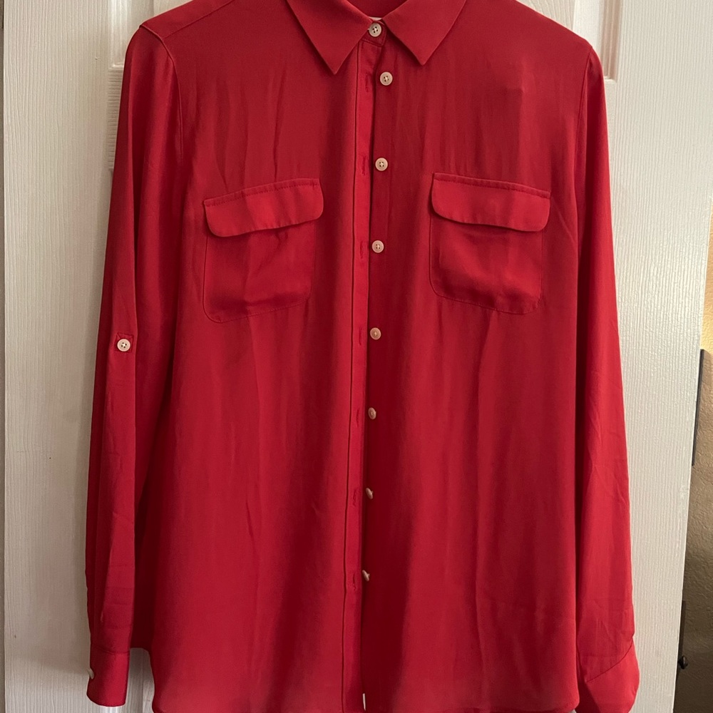 Salmon 🍣  colored dress blouse 🥰